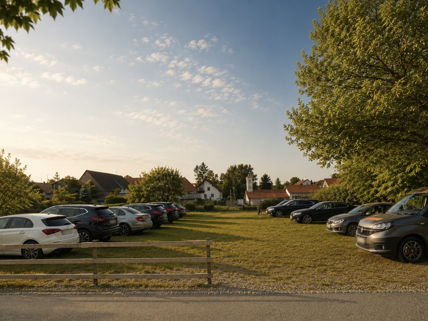 Blick auf den Parkplatz von FlygäuPark nahe Flughafen Memmingen
